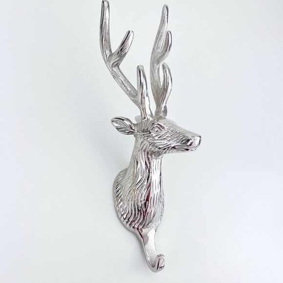 Silver Metal Deer Hook Wall Decoration Antlers - Picture 1 of 8